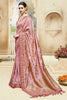 Peach Kanjivaram Silk Saree With Embroidery Border