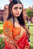 Red & Orange Banarasi Silk Saree With Embroidery Work