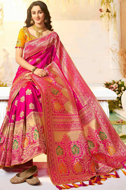 Pink Traditional Embroidery Saree with Designer Blouse