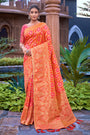 Orange Banarasi Silk Saree With Zari Weaving Work
