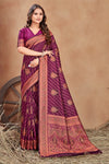 Pink Banarasi Silk  With Zari Weaving Work