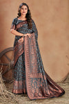Black Banarasi Silk With Zari Weaving Work