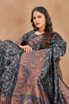 Black Banarasi Silk With Zari Weaving Work