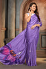 Purple Digital Printed With Satin Saree