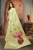Yellow Satin Saree With Digital Printed