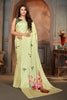 Yellow Satin Saree With Digital Printed
