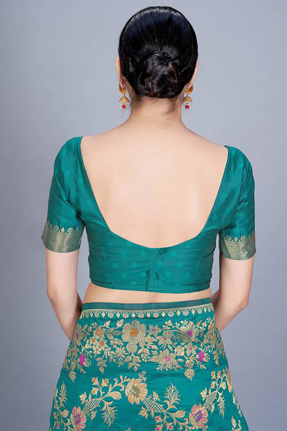 Teal Blue Art Silk Saree With Zari Weaving Work