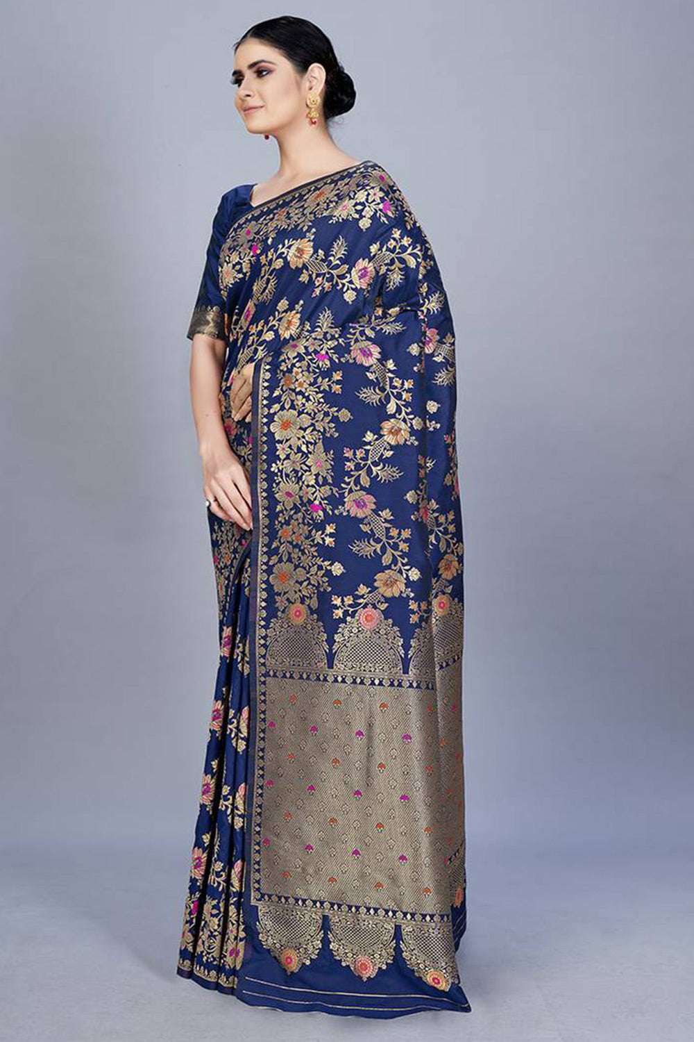 Blue Art Silk Saree With Zari Weaving Work