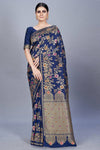 Blue Art Silk Saree With Zari Weaving Work