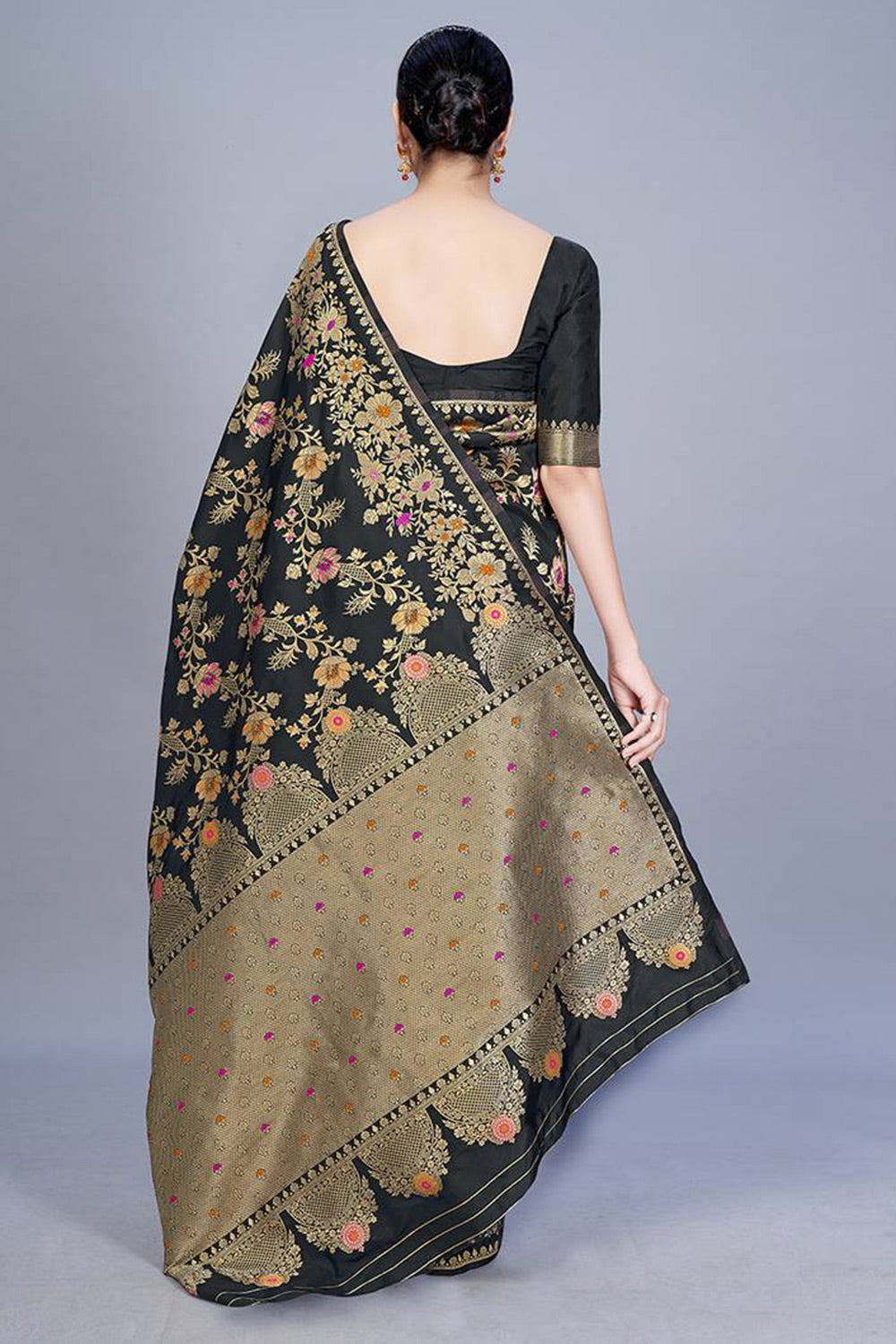 Black Art Silk Saree With Zari Weaving Work