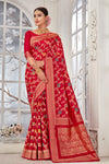 Red Banarasi Silk Saree With Zari Weaving Work