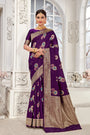 Purple Banarasi Silk Saree With Zari Weaving Work