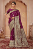 Magenta Banarasi Silk Saree With Zari Weaving Work
