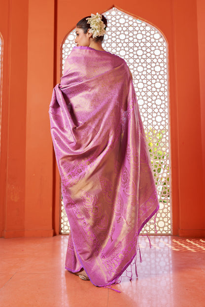 Latest Pink Banarasi Weaving Silk Saree