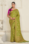 Avocado Green Banarasi Silk Saree With Zari Weaving Work