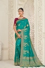 Turquoise Blue Banarasi Silk Saree With Zari Weaving Work