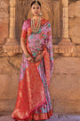 Pink Color Banarasi Silk Saree With Digital Print Work