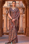 Brown Soft Cotton Silk Saree With Printed & Weaving Border