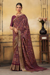 Purple Silk Saree With Digital Print Work