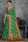 Green Color Patola Saree With Zari Weaving Work