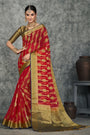 Red Color Patola Saree With Zari Weaving Work