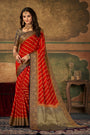 Red Color Silk Saree With Zari Weaving Work