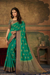 Green Color Silk Saree With Zari Weaving Work