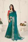 Turquoise Blue Color Organza Saree With Zari Weaving Work