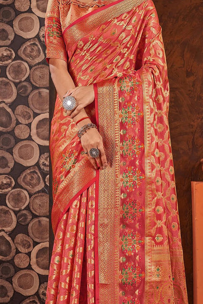 Desire Red Silk Saree With Weaving Work