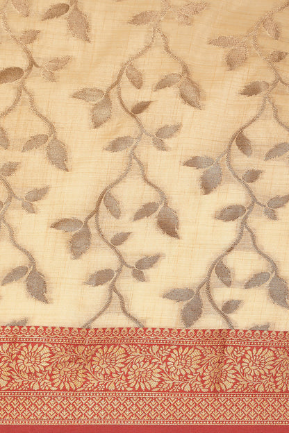 Beige Cotton Saree With Weaving Work