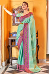 Sea Green Kanjivaram Silk Saree With Weaving
