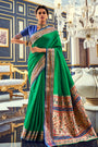 Jade Green Banarasi Plain Silk Saree With Zari Weaving Work