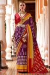 Plum Purple Smooth Patola With Weaving & Printed Saree