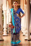 Blue Smooth Patola With Weaving & Printed Saree