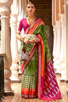 Green Smooth Patola With Weaving & Printed Saree
