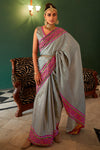 Gray Kanjivaram Silk Saree With Zari Weaving Work