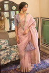 Light Pink Tissue Silk Saree With Weaving Work