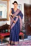 Blue Kashmiri Modal Weaving Saree