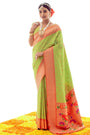 Green Paithani Silk Saree With Zari Weaving Work