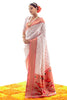 White Paithani Silk Saree With Zari Weaving Work
