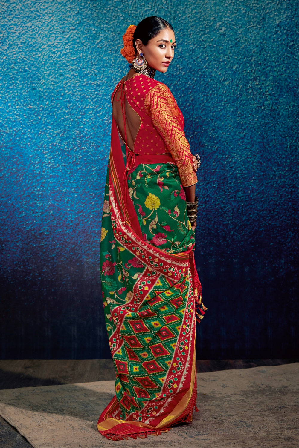 Green Tussar Silk With Kalamkari Printed Saree