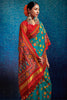Rama Blue Tussar Silk With Kalamkari Printed Saree