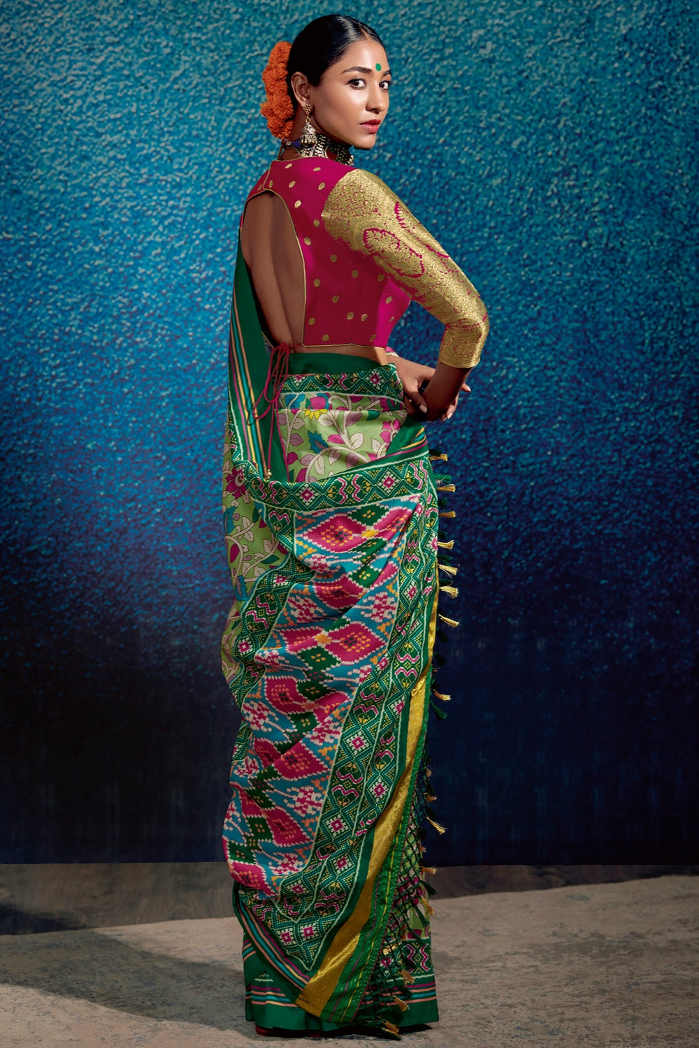 Light Green Tussar Silk With Kalamkari Printed Saree