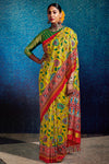 Yellow Tussar Silk With Kalamkari Printed Saree