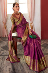 Magenta Kanjivaram Silk Saree With Copper Zari Weaving Work