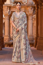 Cream Silk Kalamkari Saree With Weaving Border & Digital Printed Work