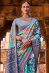 Multi Colour Kalamkari  Silk Saree With Weaving Border & Digital Printed Work