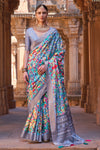 Multi Colour Silk Saree With Weaving Border & Digital Printed Work