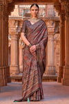 Brown Silk Saree With Weaving Border & Digital Printed Work