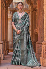 Green Silk Kalamkari Saree With Weaving Border & Digital Printed Work